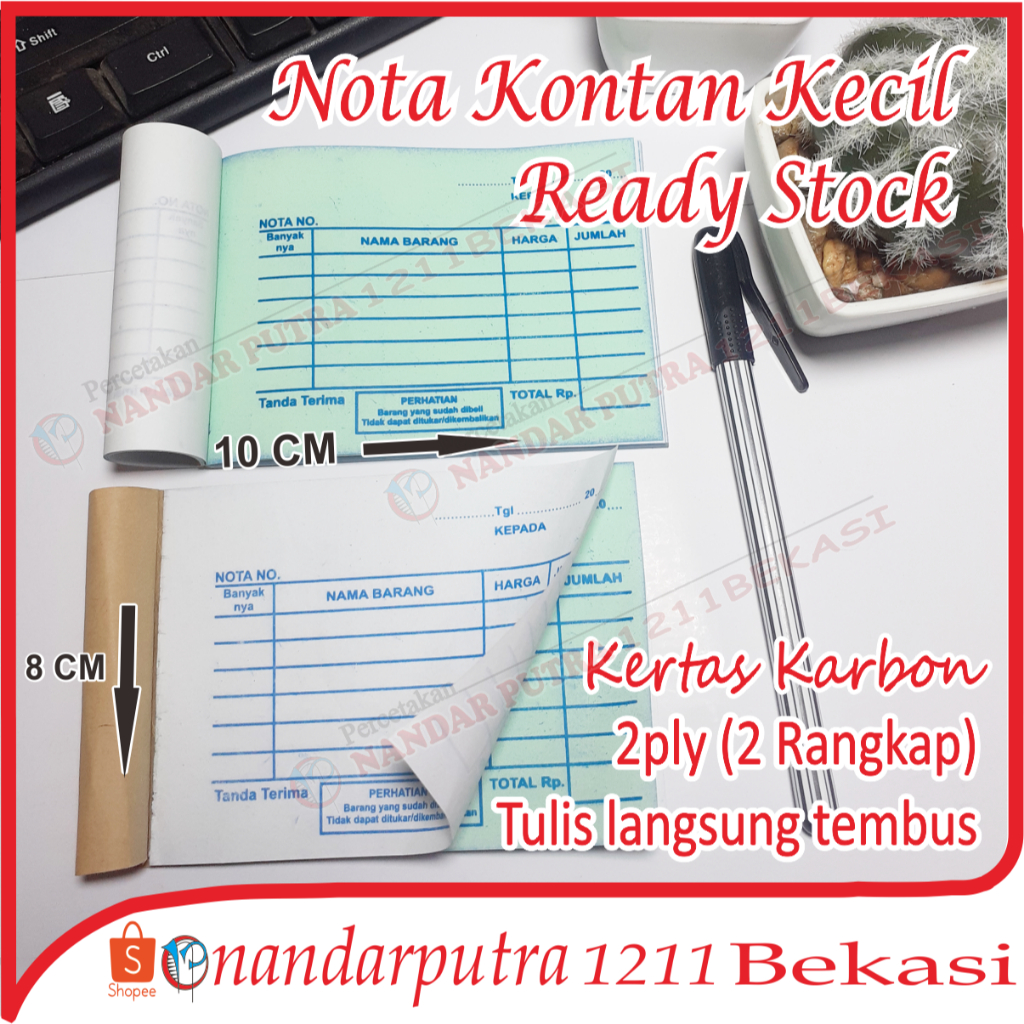 

NOTA KONTAN NCR 1/8 Folio 2 Rangkap/nota kontan kecil 2ply