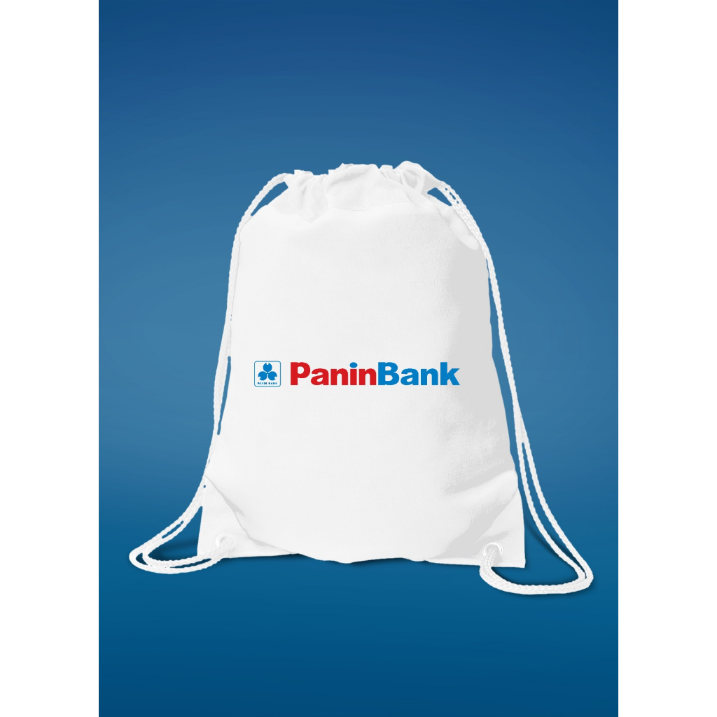 Tas Serut Custom Logo PANIN BANK / Custom Tas Serut Souvenir Printing Murah / Tas Souvenir Event Haj