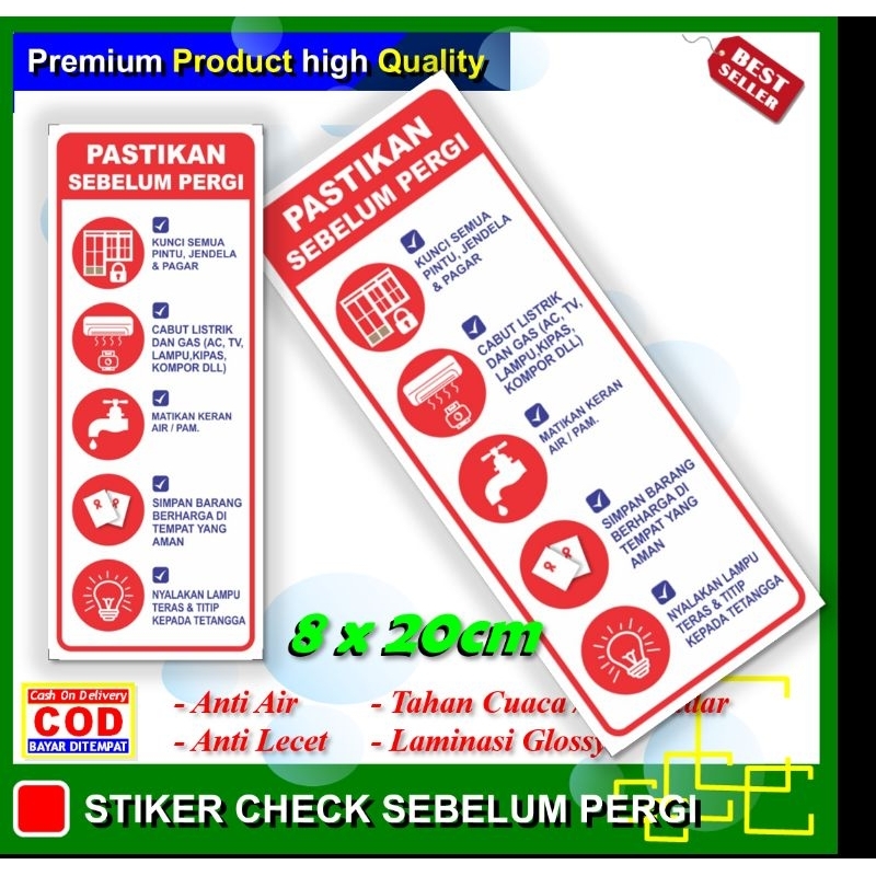 

Stiker check list sebelum pergi sticker pastikan sebelum pergi ketertiban keamanan lingkungan rumah kantor sekolah pabrik pelayanan umum