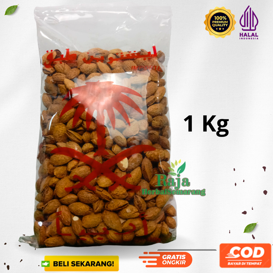 

1Kg Kacang Almond Kulit Panggang Premium Rasa Butter Milk Khas Arab Saudi Renyah Makanan Khas Oleh Oleh Haji dan Umroh