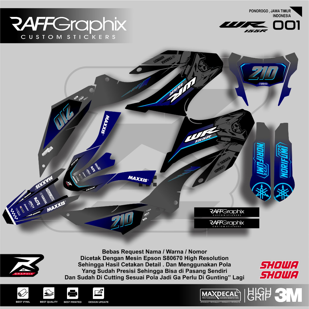 DECAL STICKER WR 155 FULL BODY / DECAL KEREN WR 155 SUPERMOTO