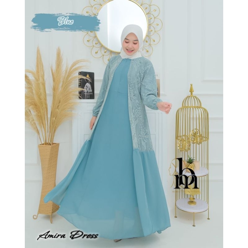 Gamis ceruty brukat full furring Amira dress