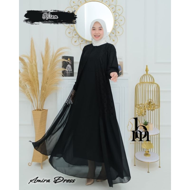 Gamis ceruty brukat full furring Amira dress