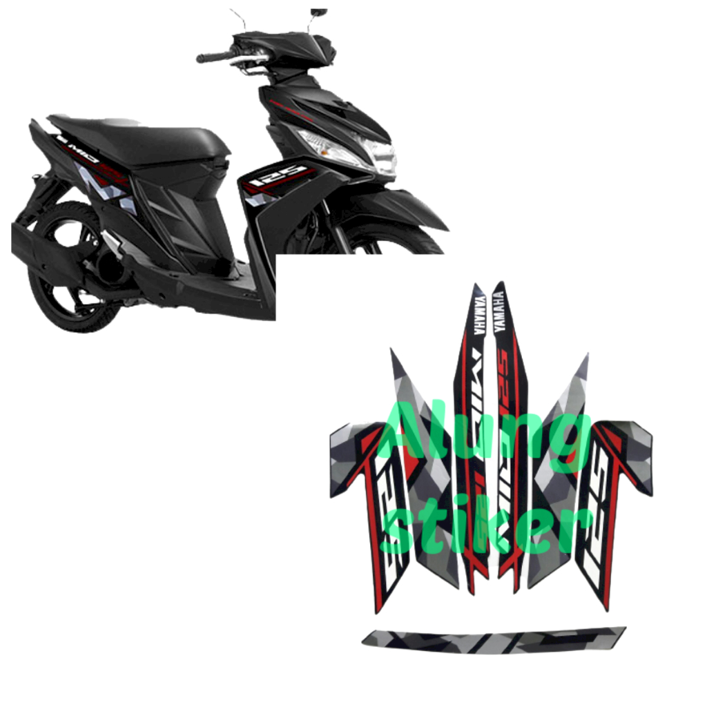 STIKER STRIPING LIS LES BODY MOTOR MIO M3 2016 FULL HITAM