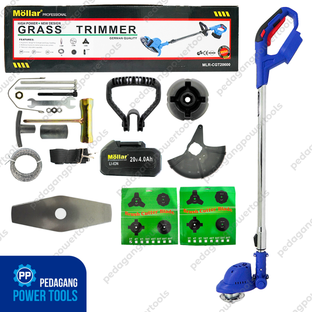 MOLLAR Mesin Potong Gunting Rumput Baterai 20V Cordless Grass Trimmer