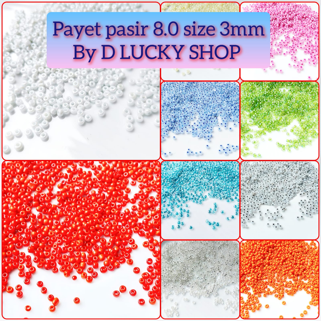 payet pasir/mote/manik manik/payet pasir jepang/manik kebaya/ukuran 8/0 3mm/10 gram