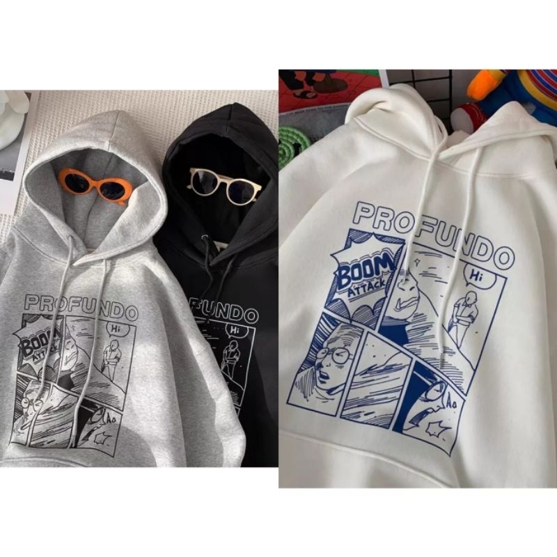 ALU • PROFUNDO BOOM ATTACK ANIME SWEATER HOODIE UNISEX COUPLE