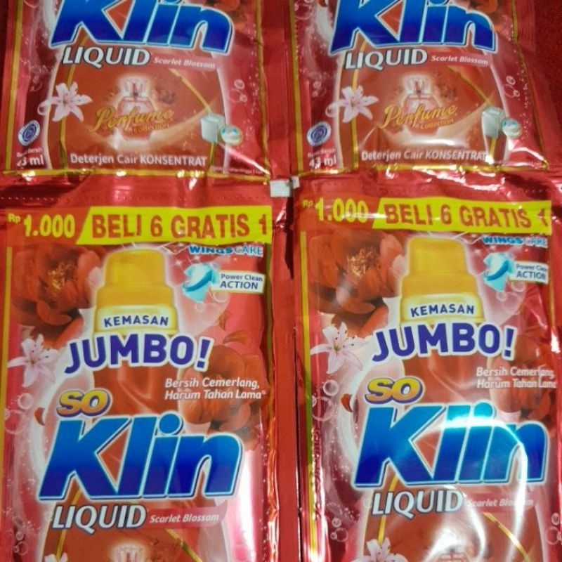 Soklin liquid sachet jumbo 1000 an renceng
