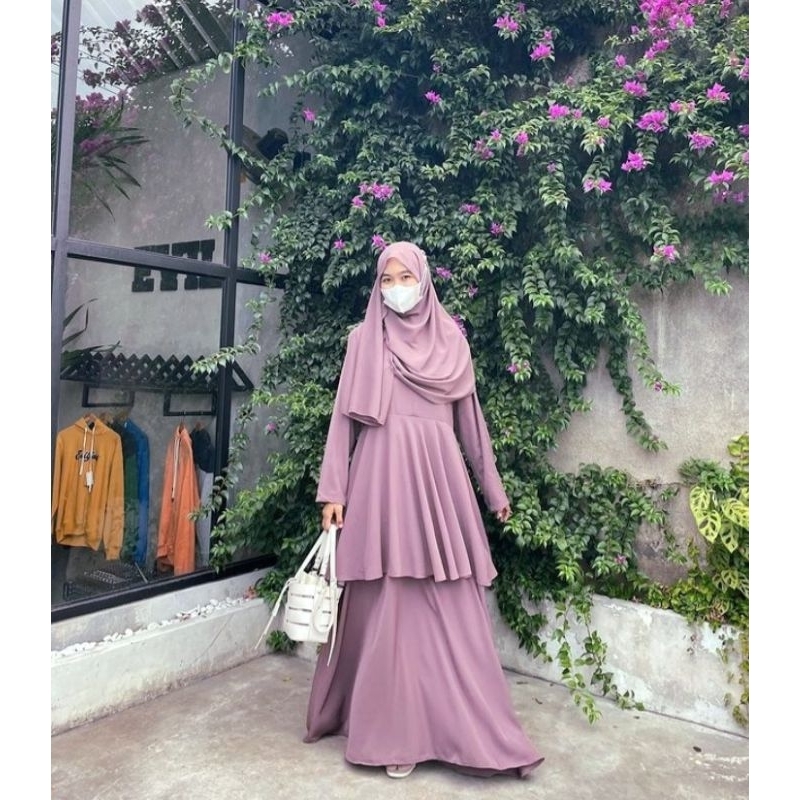 bisa cod gamis tingkat dua ceruty babaydol zayra hijab