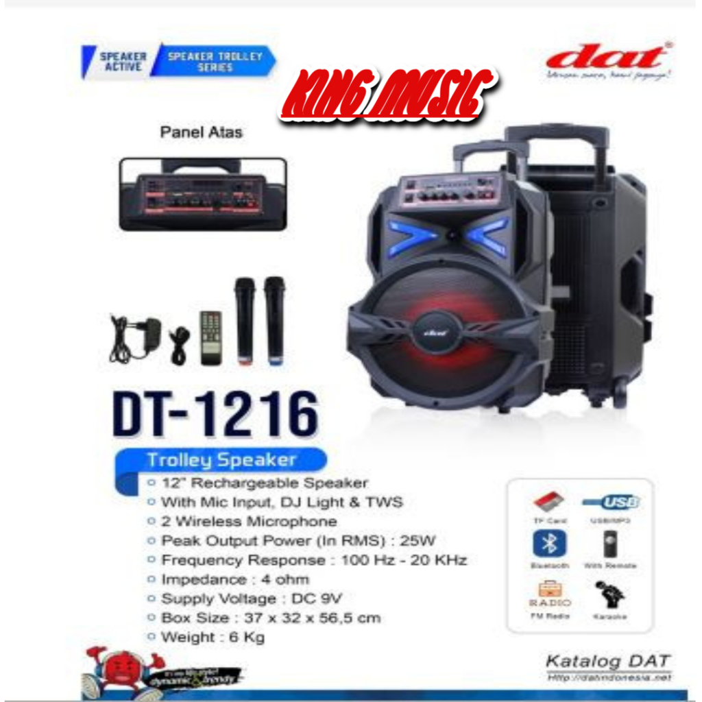 SPEAKER AKTIF 12 INCH DAT DT 1216 PORTABLE TROLLEY SPEAKER