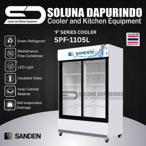 SANDEN SHOWCASE 2 PINTU SLIDING DOOR CHILLER SPF-1105L