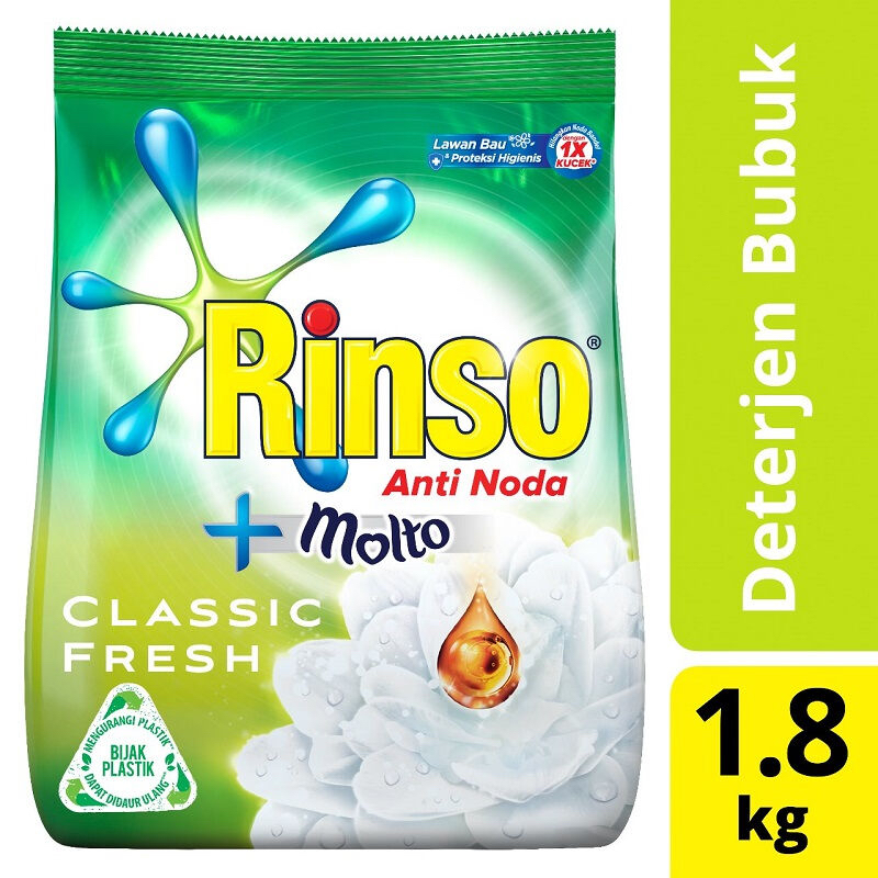 Rinso Deterjen Bubuk Anti Noda Classic Fresh 1.8 kg 1800 gram