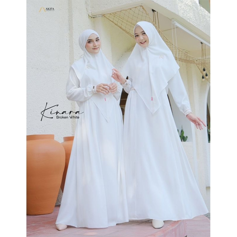 GAMIS KINARA BY AKIFA | GAMIS PUTIH POLOS GAMIS TERBARU