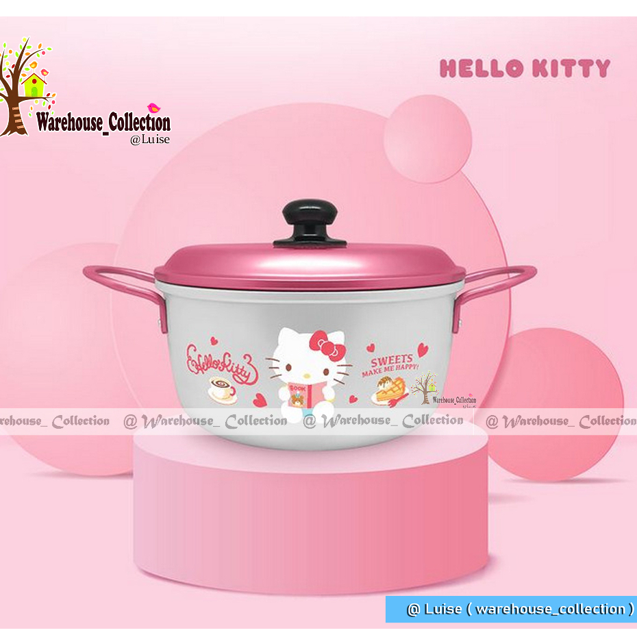 Panci Hello Kitty 22 CM White tutup pink// panci HELLO KITTY ANOD lucu // panci soup pot hello kitty
