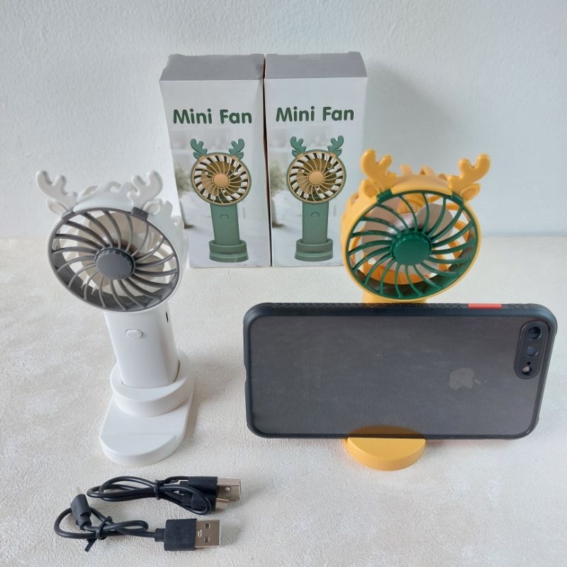 Kipas Mini Fan With Stand Holder Kipas Portable Recharger