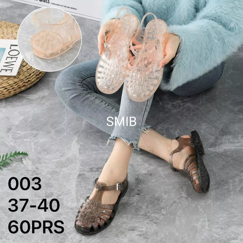 Sepatu Sandal Wanita Karet Import BALANCE Motif Bening Polos / 003