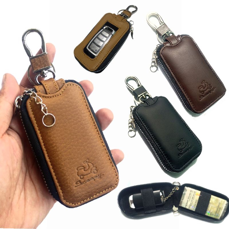 Dompet kunci remote keyless motor honda Scoopy kulit asli dompet stnk