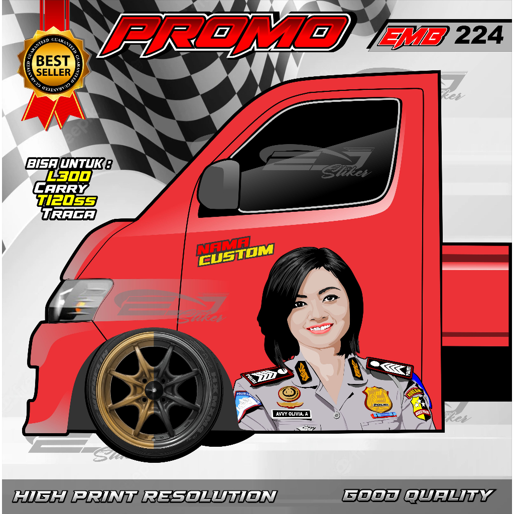 STIKER DECAL PINTU CARRY TRAGA PICK UP- STIKER MOBIL DECAL PINTU TRAGA GRANMAX DESAIN-EMB224