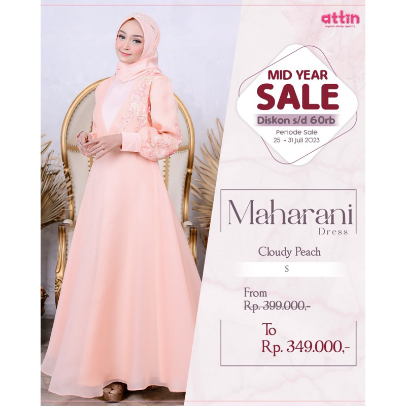 Mid Year Sale Maharani Dress by Attin Harga Anjlok Banting harga Gamis Murah mewah Warna Cloudy Peac