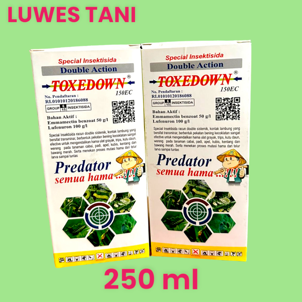 Insektisida Double Action TOXEDOWN 150EC dari Delta Chemica isi 250ml Bahan Aktif Emmamectin benzoat