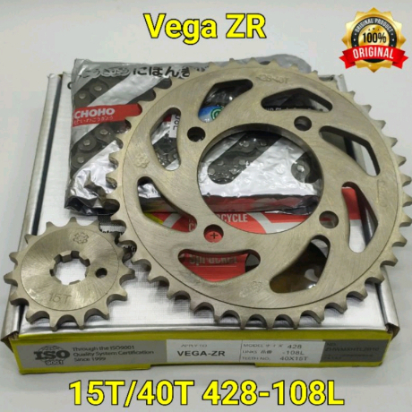 Choho Gear Paket Set Vega ZR Vega RR Jupiter Z115 Robot Force Fi 428 15T 40T 108L Gear Depan Belakan