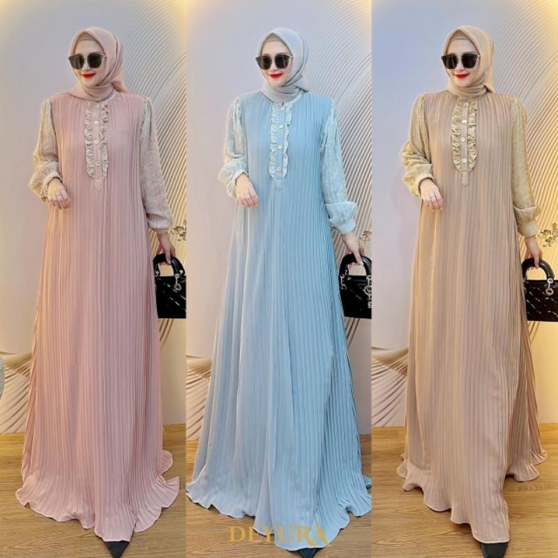 (p1) DEEANA DRESS By HMF/DEYURA Baju Dress Gamis wanita muslimah. Nazra Sha