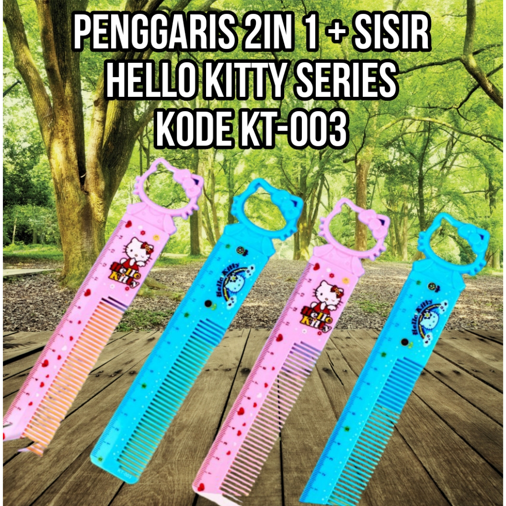 

penggaris 15 cm 2 in1 sisir fancy hellokitty series / penggaris unik sisir kt003