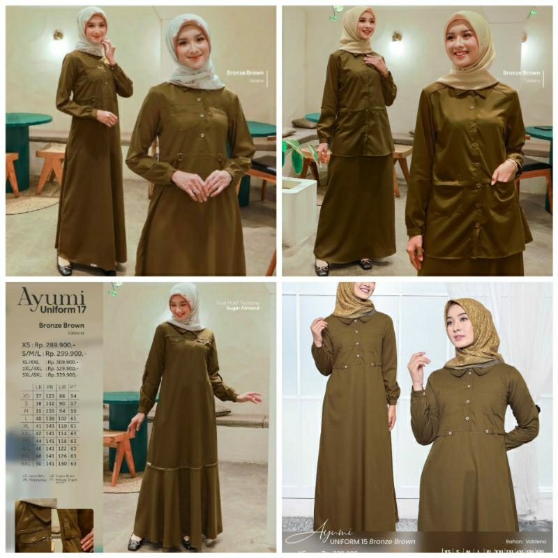 BAJU GAMIS ETHICA AYUMI UNIFORM 14,15,17,19,25,26 BRONZE BROWN//SERAGAM PDH PNS