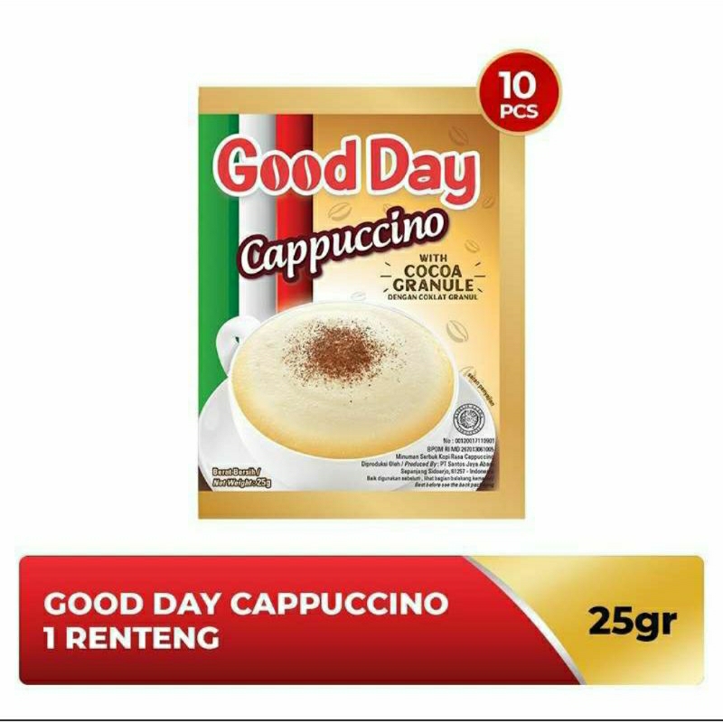 

Good Day Cappuccino Kopi Instan 25g [10 Sachet / 1 Renceng]