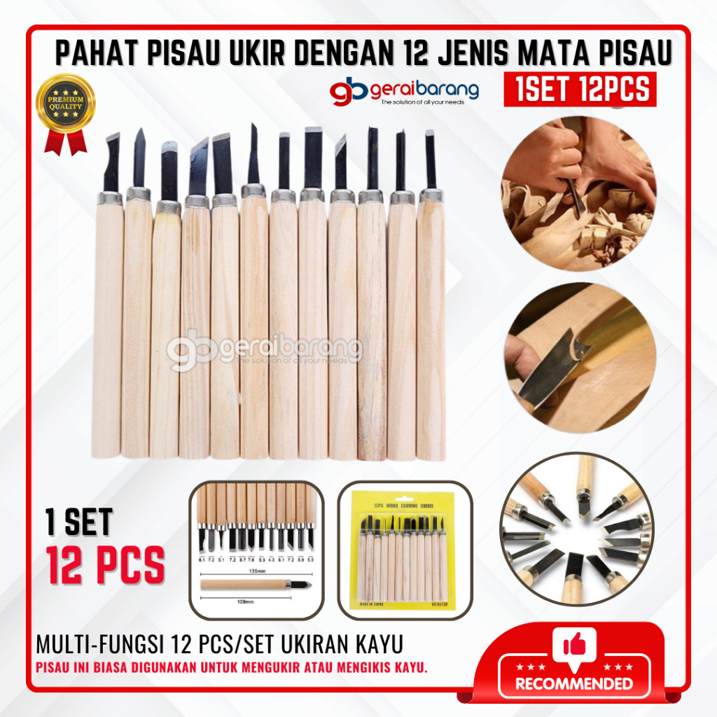 

Pisau Ukir Pahat Kayu 12 in 1 Wood Carving Art Knife Set