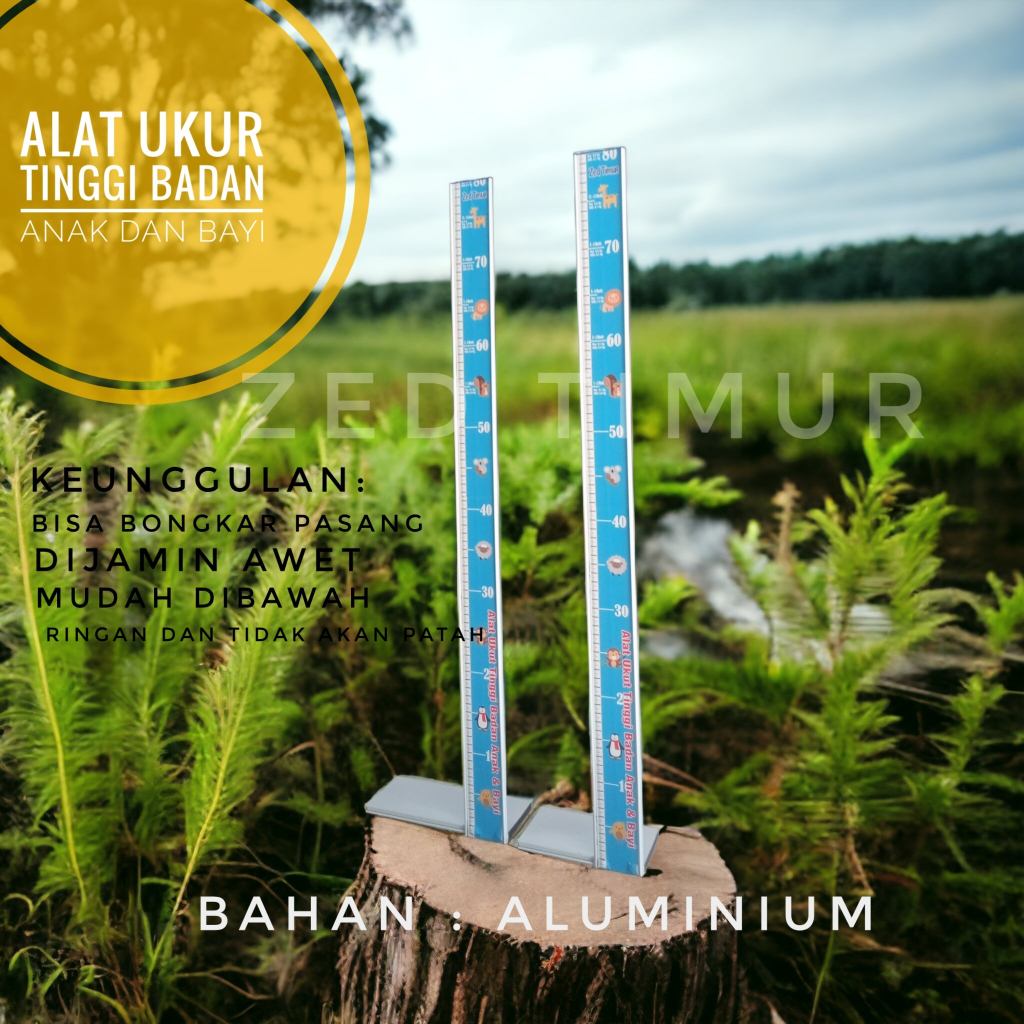 Pengukur Tinggi dan Panjang Badan Anak / Alat Ukur Tinggi Badan Anak Kayu dan Aluminium