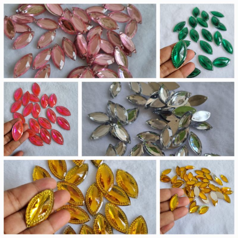 Diamond tempel mata/ oval lancip  aplikasi payet jahit