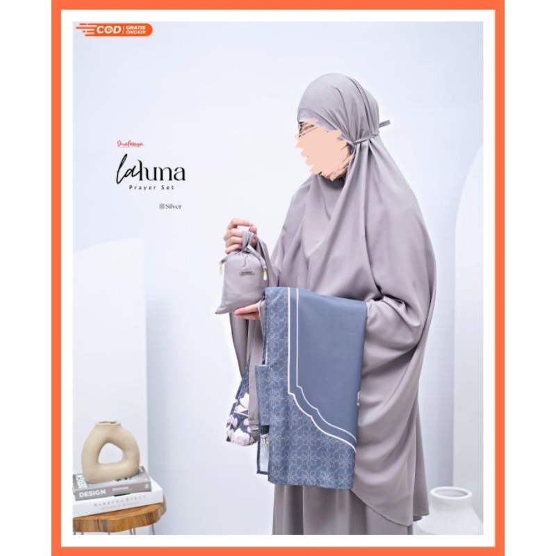 Laluna Prayer Set X Jannati Prayer Mat by Shafeeya Mukena Wanita Dewasa Polos Mukena Travelling