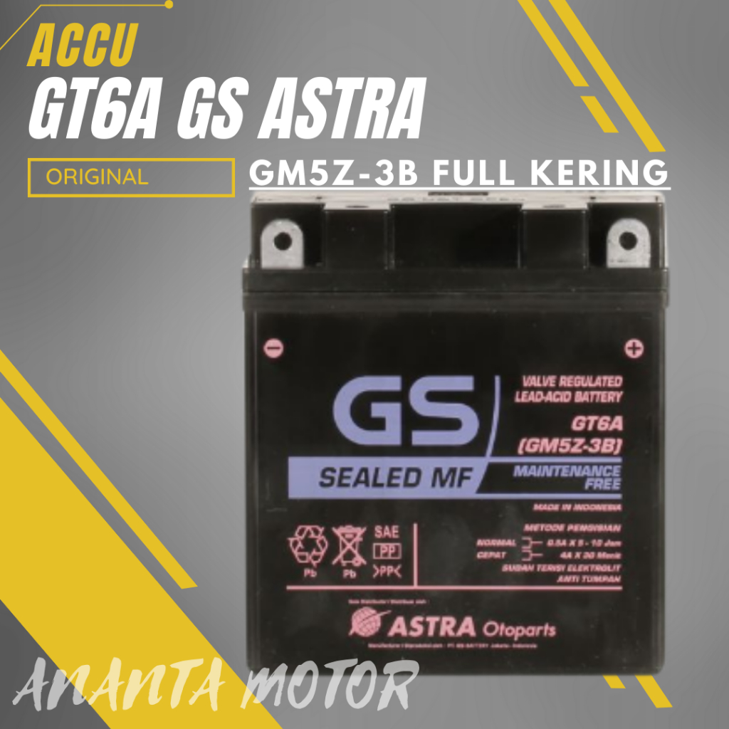 NEW LIVE EXTRA ANANTA AKI KERING GT6A Aki Motor GS ASTRA MF GT6A Supra Vega Mio Smash Shogun dll