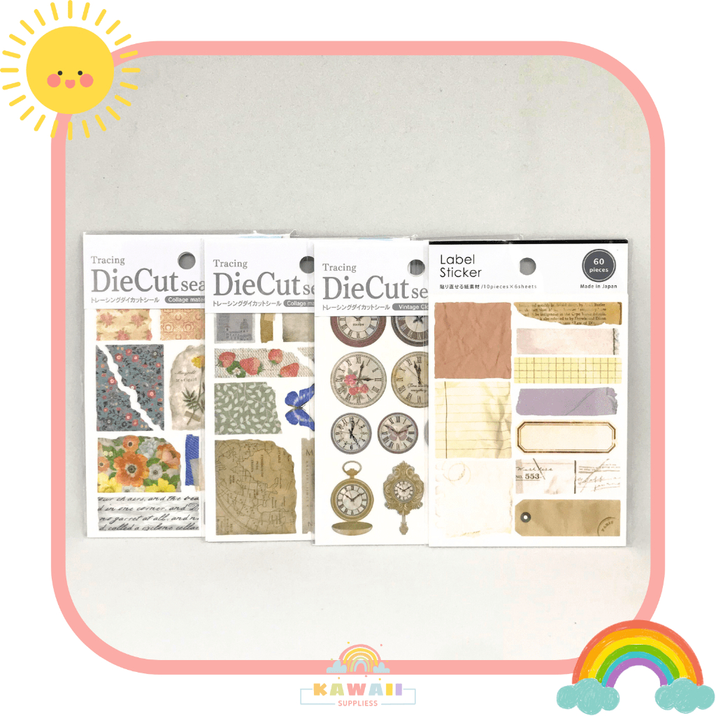 

[ Seria ] Vintage Die Cut Seal Stickers | Aesthetic Stickers | Stiker Lucu | Vintage Stickers