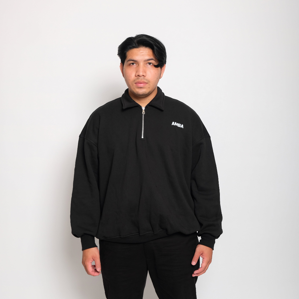 Amba - Halfzipper Shirt Bigsize - Jaket Bigsize