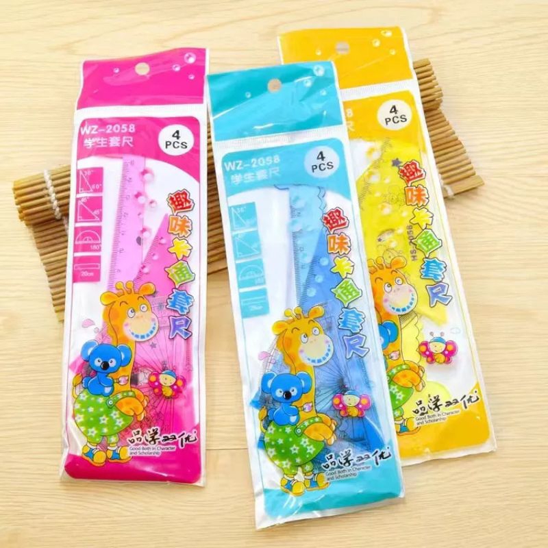 

✨ZZOE.ID✨ 4in1 Penggaris Busur Model Jerapah Isi 4PCS Termurah