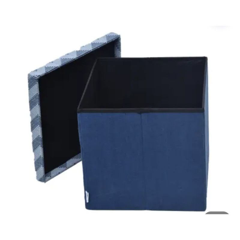 STORA Bangku Ottoman Lipat Zigzag/Bangku Multifungsi/Penyimpanan-Blue