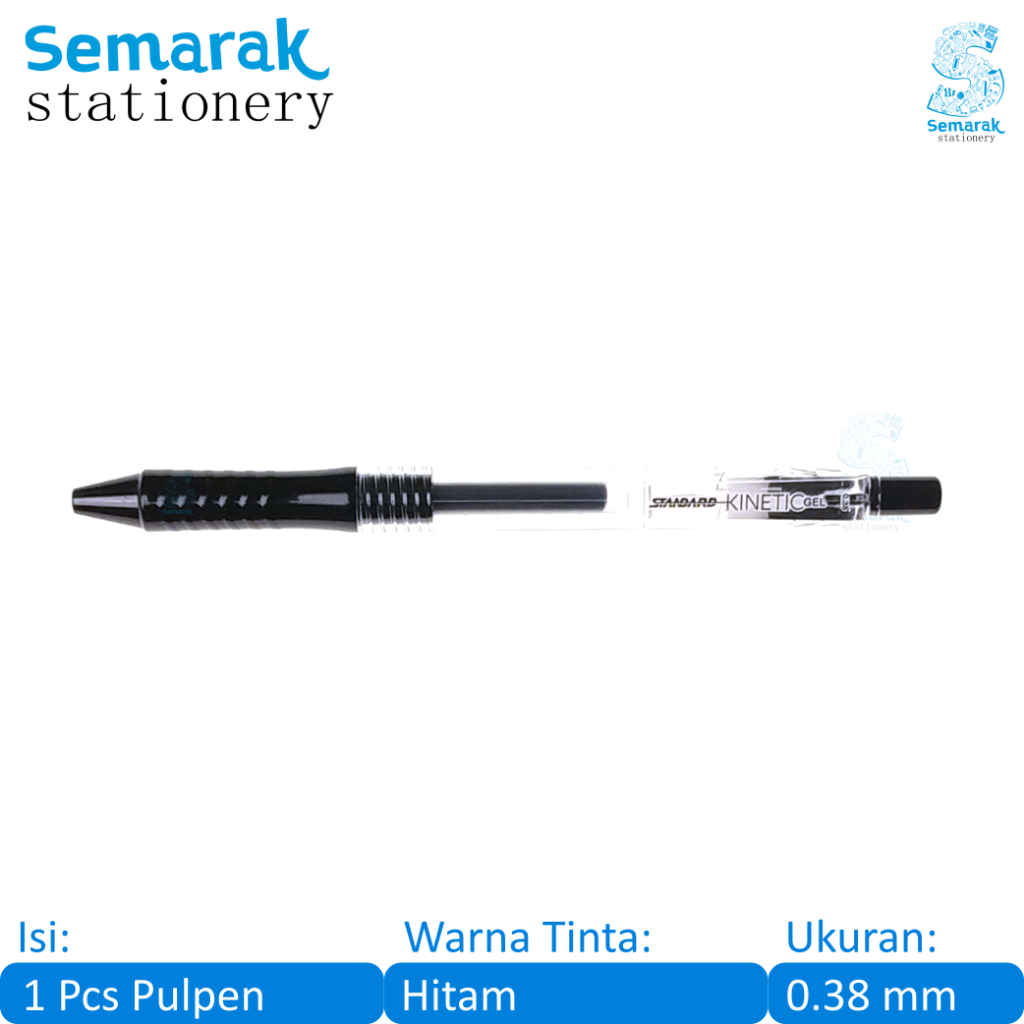 

Standard Kinetic Retractable Gel Pen Pulpen Jel Cetek Cepat Kering Aesthetic Colorful Body 0.38 mm - Hitam