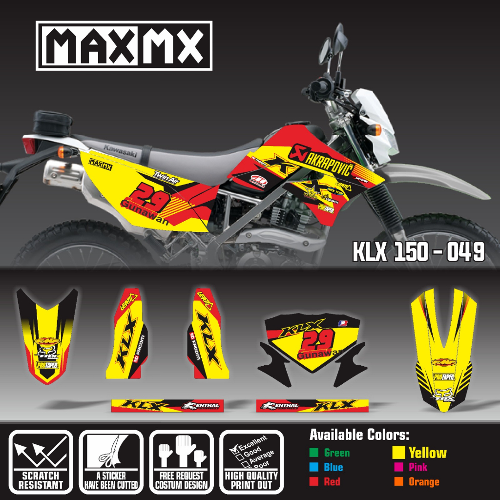 decal stiker fullbody keren klx 150 old motif kuning gradasi oren