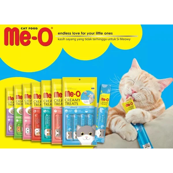 Meo Me-O Creamy Treats Adult Kitten Snack Makanan Kucing 60gr Isi 4 Pc