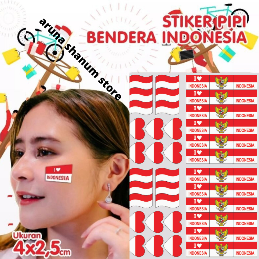 

(30 PCS) Tempelan Pipi Bendera - Sticker Pipi Merah Putih - Indonesia 17 Agustus