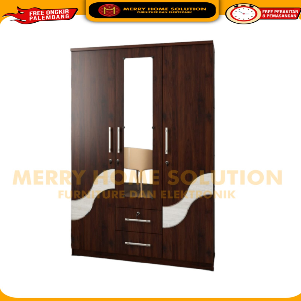 Lemari pakaian 3 pintu / lemari pakaian 3 pintu kaca minimalis