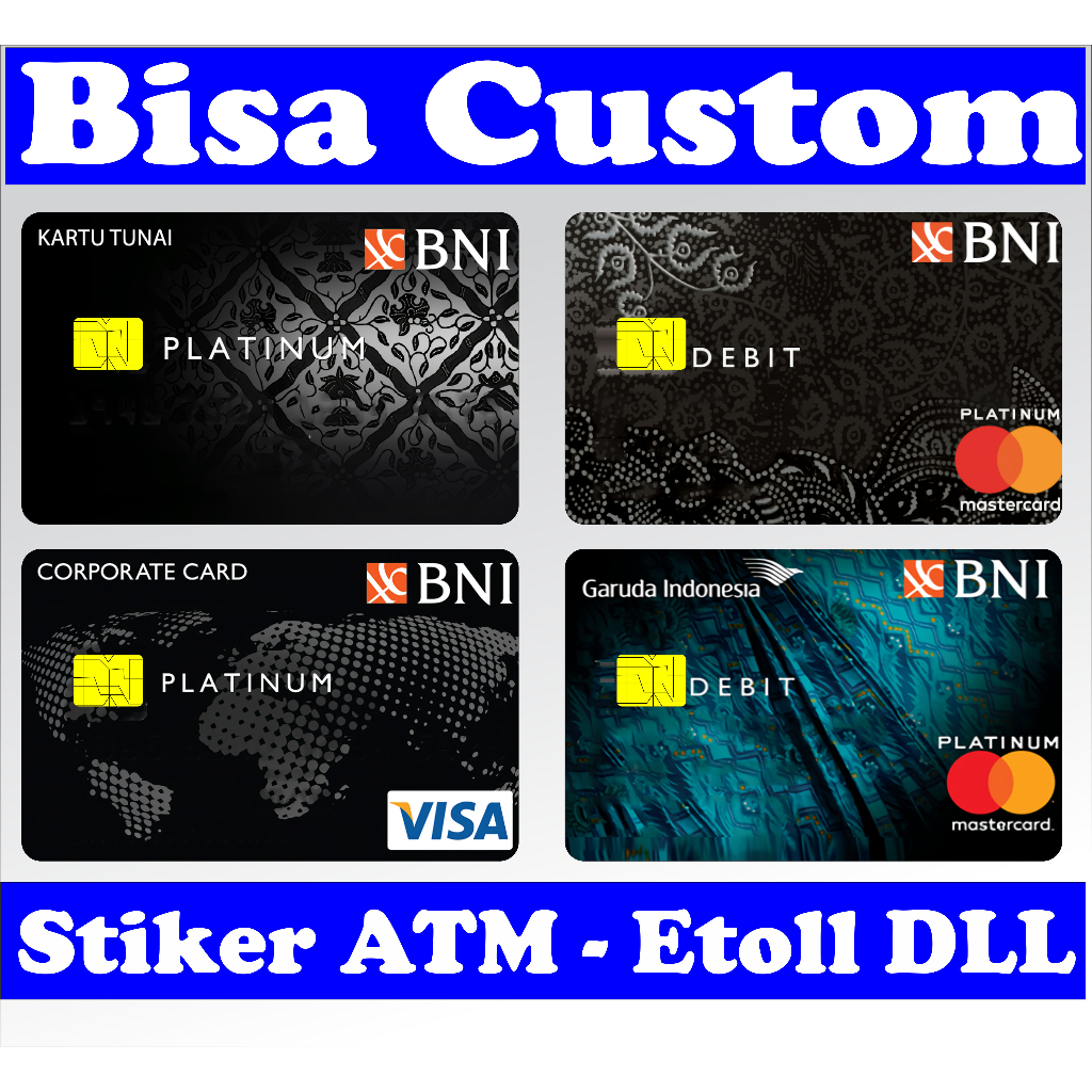 Stiker sticker Skin Kartu Atm Black card BNI e-money Brizzi flazz special hologram