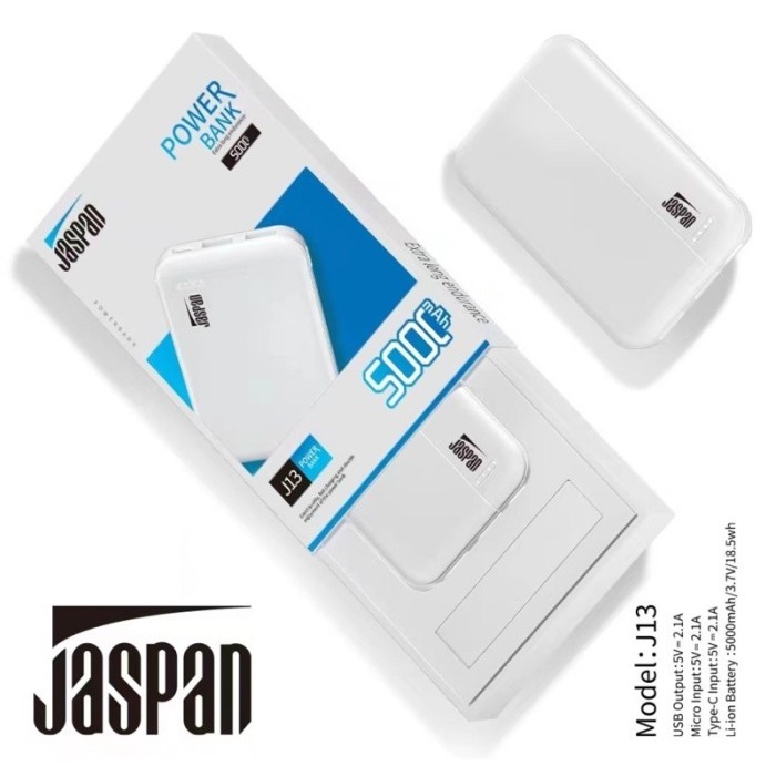Powerbank Real Capacity Jaspan 5.000 mAh Power Bank HP J-13 5000 mAh Kualitas Bagus
