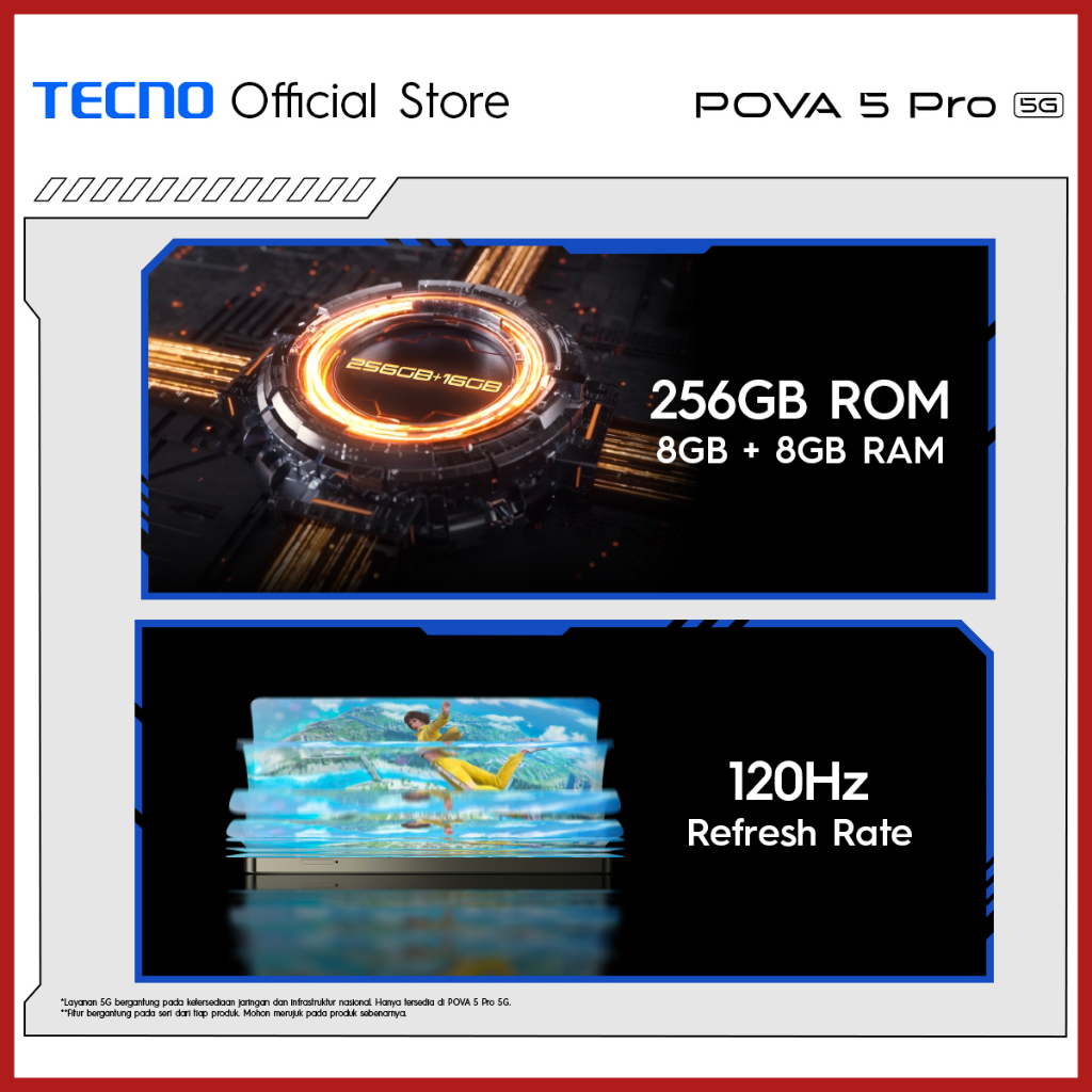 TECNO POVA 5 Pro 5G – Dimensity 6080 5G, 8+8GB*+256GB, 68W Super Fast Charging+5000mAh, 120Hz+6,78