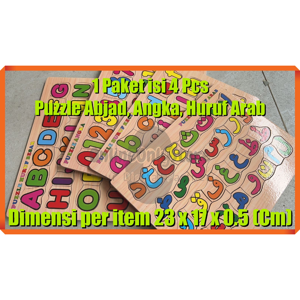 [Paketan Puzzle isi 4] Huruf Abjad Angka Huruf Arab  Puzzle Edukasi | Puzzle Kayu