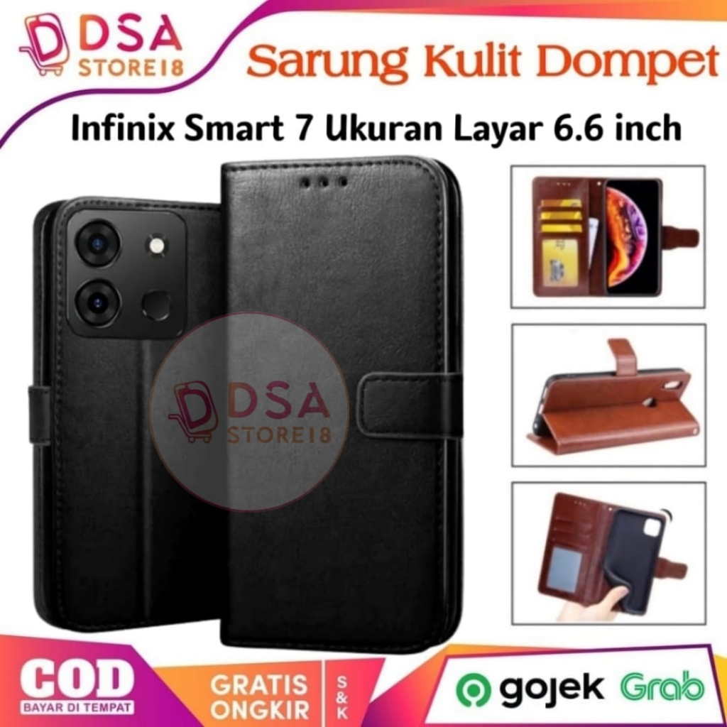 Case Infinix Smart 7 / Casing Infinix Smart 7 / Leather Case Flip Cover Wallet Dompet Hp Casing Kuli