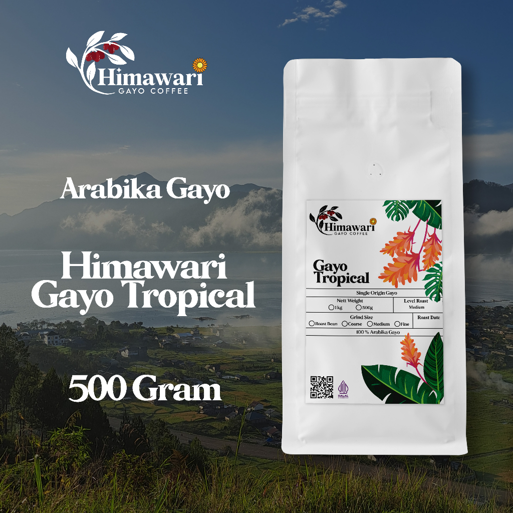 

Himawari Kopi Arabika Gayo Tropical Roast Bean dan Bubuk Kopi 500 gram