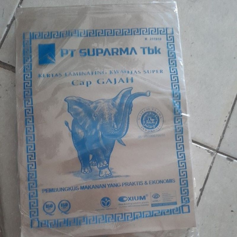 bungkus kertas nasi coklat gajah biru, gajah pink dan royal